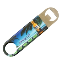 Bottle opener made of stainless steel and vinyl with a slip-free... from ASI...