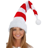 Red/White Velvet & Plush Striped Flashing Ball Santa Hat... from ASI 63090...