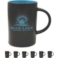 14 oz. ceramic mug with a black satin exterior and colorful... from ASI 71920...