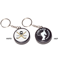 Black, rubber miniature hockey puck key chain.... from ASI 38120 Ball Pro /...