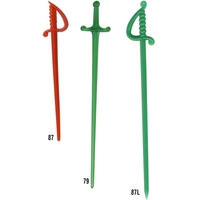 Plastic sword-shaped appetizer and drink toothpicks in 3", 4" and 4.25"......