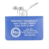 SMALL VINYL CASE WITH WHITE EARPHONES