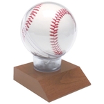 4.5" All Star Baseball Holder on Cherry Finish Base
