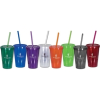 16 oz double wall tumbler with BPA-free polypropylene construction. Snap...