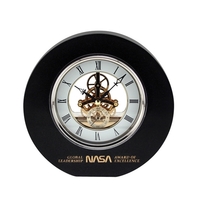 7.75" x 8" black granite award clock with brass movement and... from ASI...