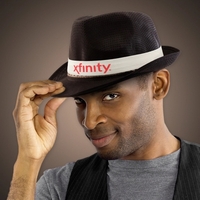 Black fedora hat with an imprintable black or white hat band.... from ASI...