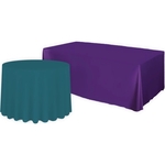Blank Polyester Table Covers, 108" Draped Round