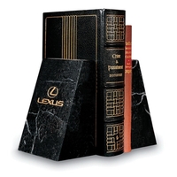 6" tall black marble bookends with deep etch and color filled... from ASI...