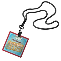1/8" cord lanyard with 3 1/2"W x 3 1/2"H plastic identification... from ASI...