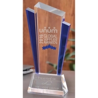 12" x 5.5" award made or clear and blue optical crystal... from ASI 71920...