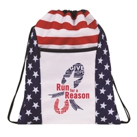 13.5" x 17" polyester drawstring backpack with patriotic motif.... from ASI...