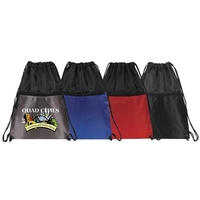 13" x 17" polyester and Dobby drawstring backpack with zipper pocket.... from...