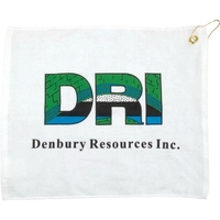 White hemmed golf towel made of terry, measuring 15" x 18",... from ASI 38120...