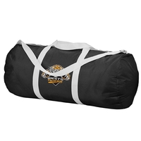 Roll shaped duffel bag with zippered closure and adjustable shoulder strap......