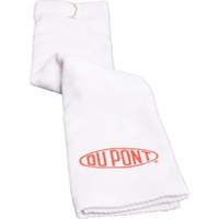 White Turkish plush trifold golf towel measuring 16" x 25" and... from ASI...