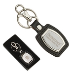 Leather And Brushed Plate Keyring