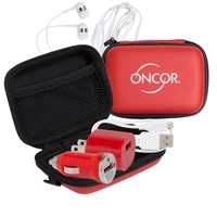 A wall charger, mini car charger, USB cable, and microphone earphones... from...