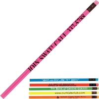 Deluxe neon round pencil with matching neon colored eraser and black... from...