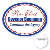 Oval shaped chipboard button, 3" x 4".... from ASI 93520 Ventura Inc