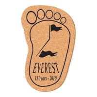 Footprint Shape Solid Cork Coaster 4 1/4" x 5 1/4"