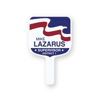 Round square rally hand fan made of white corrugated plastic.... from ASI...