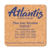 3 1/2" Square Solid Cork Coaster