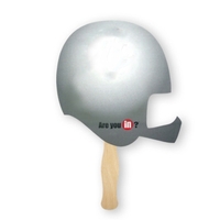 Sandwich style stock shape Helmet hand fan with wood handle (... from ASI...