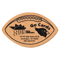 Football Shape Solid Cork Coaster 3 1/4" x 5 1/4"
