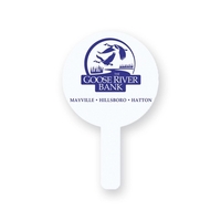 Round shape rally hand fan made of white corrugated plastic.... from ASI...