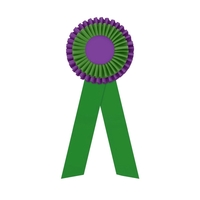 Rosette with two streamers 1 5/8" angled, 12" total length.... from ASI 93520...