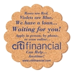 4" Flower Shape Solid Cork Coaster