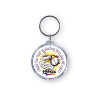 Round optical grade acrylic key tag with 24mm split ring.... from ASI 93520...