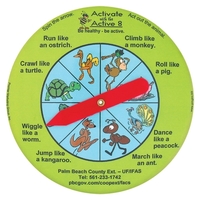 Round spinner button, 6" with a cardboard easel backing.... from ASI 93520...