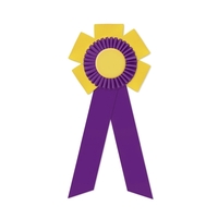 Rosette with two streamers 1 5/8" angled, 12" total length.... from ASI 93520...