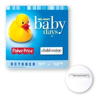 Square shaped poly button with safety pin back, 3".... from ASI 93520 Ventura...