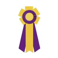 Rosette with 3 streamers, 2" middle dovetail and 1 5/8" sides... from ASI...