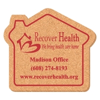 5" House Shape Solid Cork Coaster