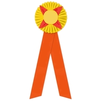 Rosette with two streamers 1 5/8" angled, 12" total length.... from ASI 93520...