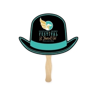 Derby hat hand fan with wood handle ( wood stick), sandwich... from ASI 93520...