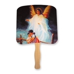 Guardian Angel Religious Hand Fan Full Color 2 Sides