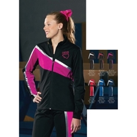 Heavyweight polyester tricot jacket designed with contrast color / metallic...