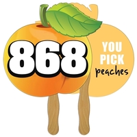Digital printed peach shape auction fan with visible wooden stick.... from...