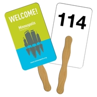 Digital printed rectangle shape auction fan with visible wooden stick.......