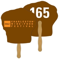 Digital printed chef hat shape auction fan with visible wooden stick.... from...