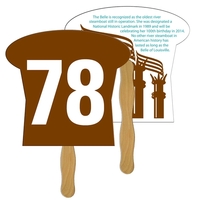 Digital printed mushroom shape auction fan with visible wooden stick.... from...