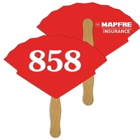 Digital printed Oriental shape auction fan with visible wooden stick.... from...