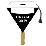 Graduation White Cap Hand Fan
