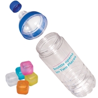 Easy-Fill Tritan (TM) water bottle with colorful reusable ice cubes...