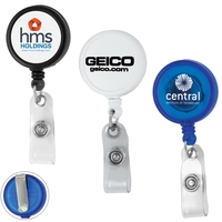 Customizable badge reel with metal slip clip backing and 30" cord... from ASI...