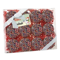 12 pack of chocolate covered Oreos® featuring rainbow nonpareil sprinkles.......